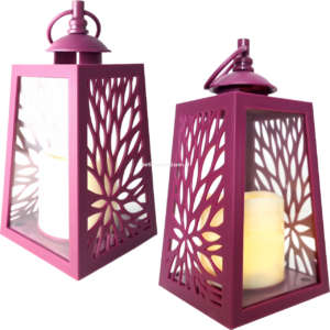 LATARENKA AŻUROWA LED NA BATERIE (2XR6) MAGENTA PU