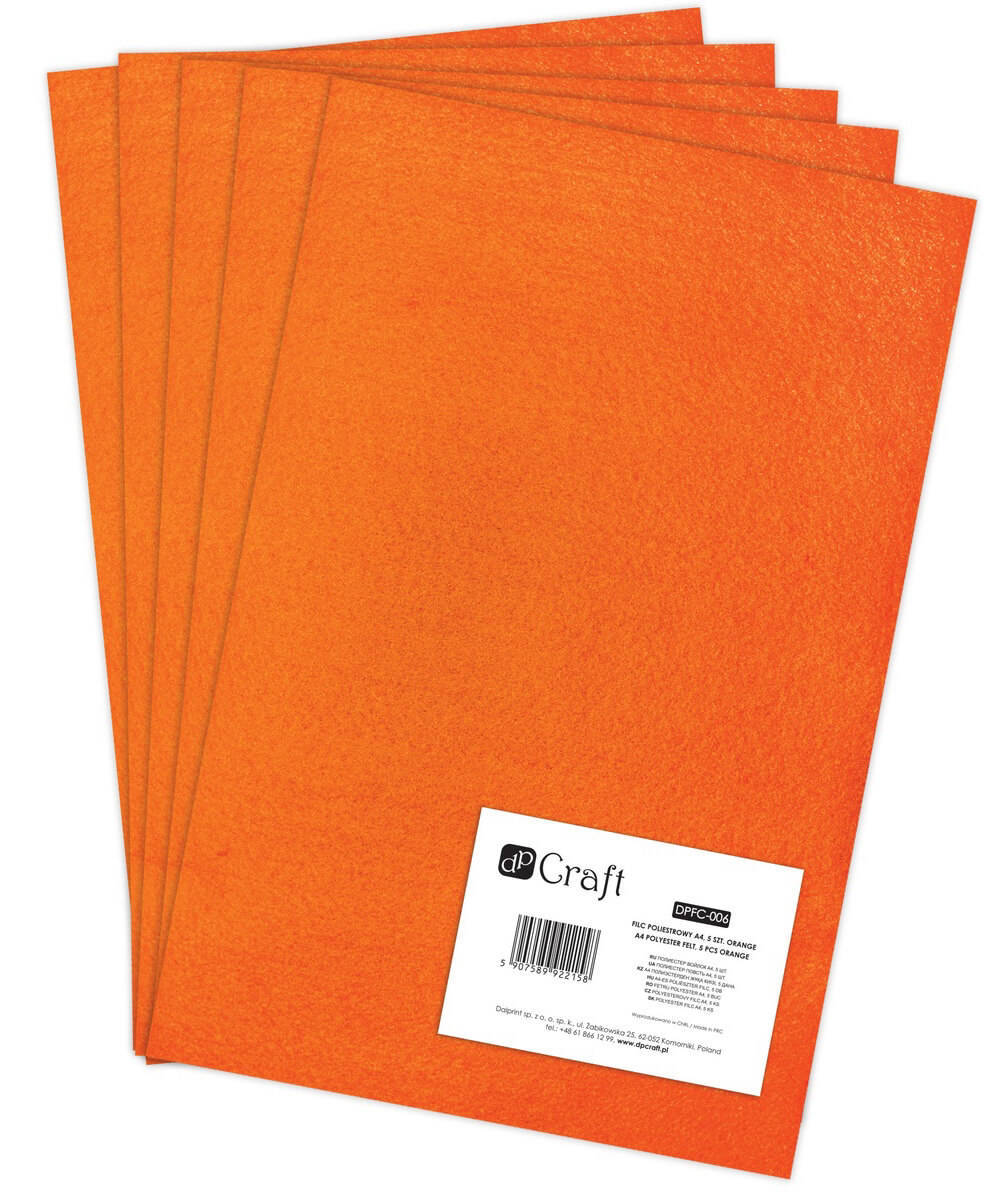 FILC POLIESTROWY A4 5 SZT. POMARAŃCZOWY