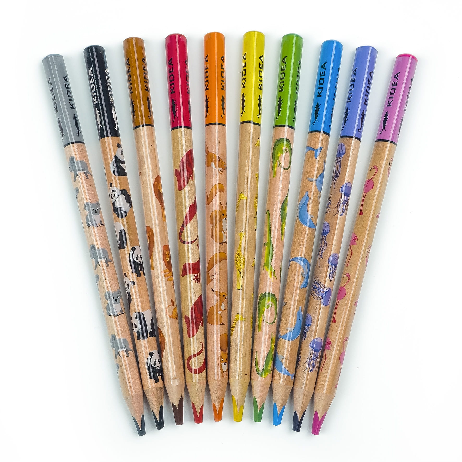 KREDKI TRÓJKĄTNE JUMBO SAFARI 10 KOL KIDEA - obrazek 2