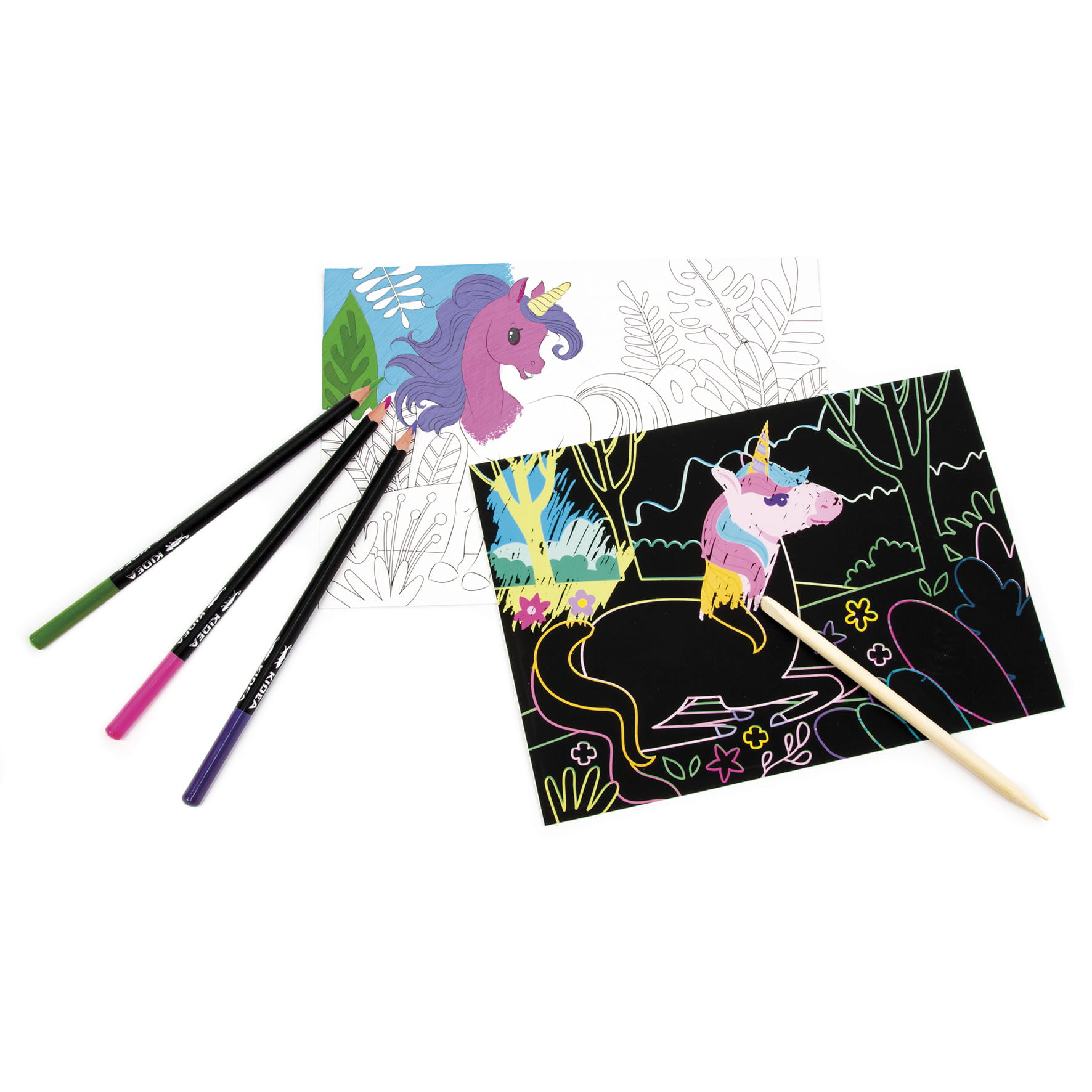 WYDRAPYWANKA I KOLOROWANKA 2W1 JEDNOROŻCE KIDEA - obrazek 2