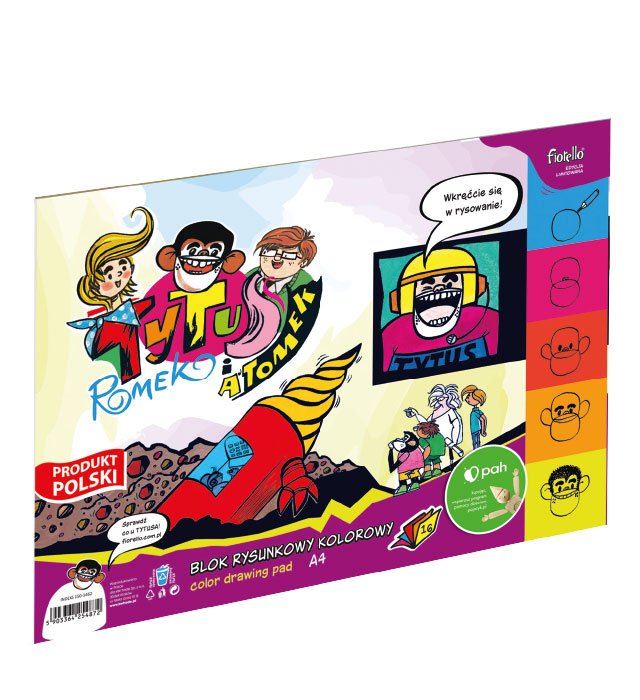 BLOK RYSUNKOWY KOLOROWY A4/16k TYTUS ROMEK