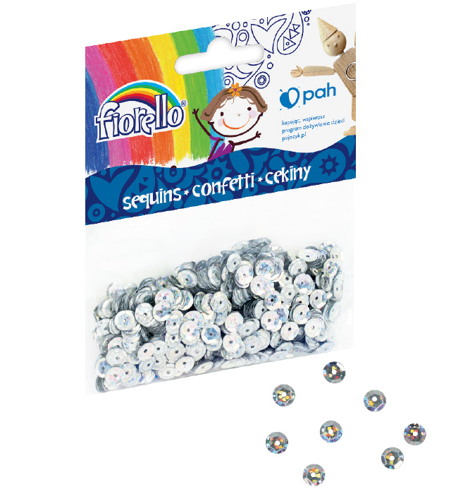 CEKINY CONFETTI GR-C14-6S KÓŁKO SREBRNE FIORELLO