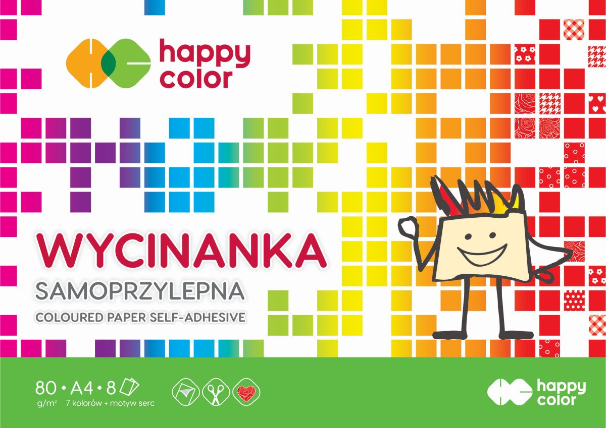 BLOK WYCINANKA A4 8ARK,100G,HAPPY COLOR