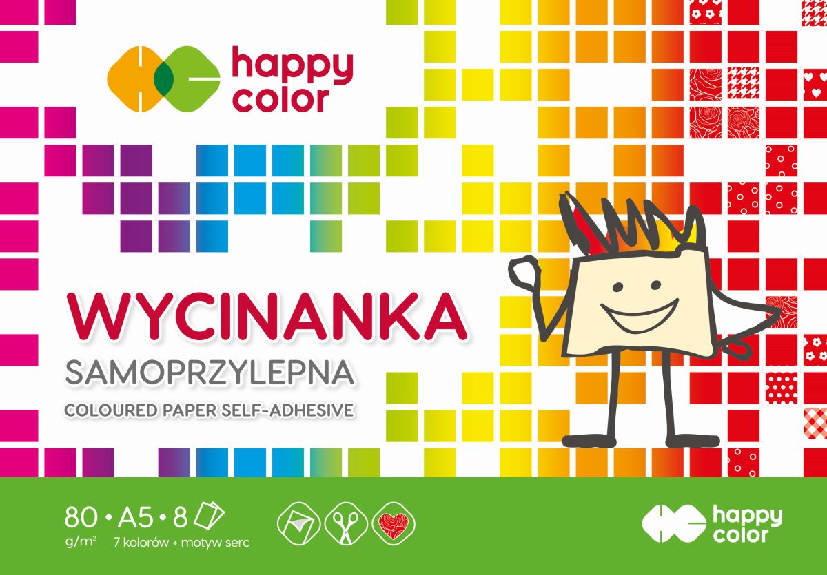 BLOK WYCINANKA SAMOPRZYLEPNA A5,8ARK, HAPPY COLOR