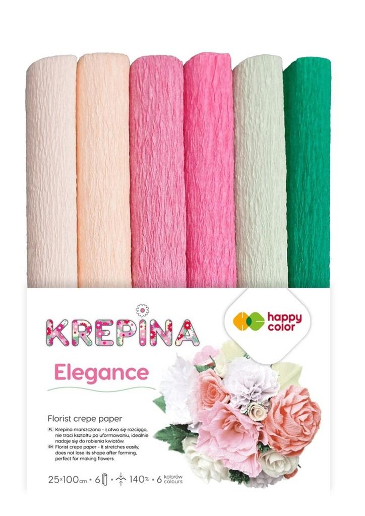 KREPINA MARSZCZONA 25X100CM,MIX ELEGANCE 6 KOLORÓW