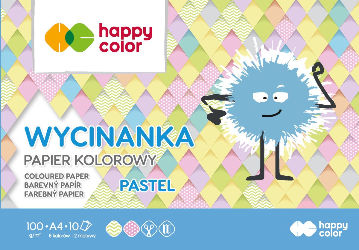 BLOK WYCINANKA PASTEL A4, 10ARK, 100G, HAPPY COLOR