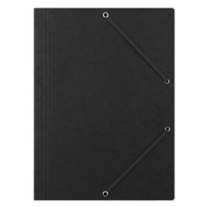 TECZKA Z GUMKĄ A4 390g 3-SKRZYD PRESZPAN CZARNA