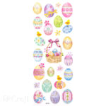 NAKLEJKI BROKATOWE - KOLOROWE PISANKI, 24 SZT