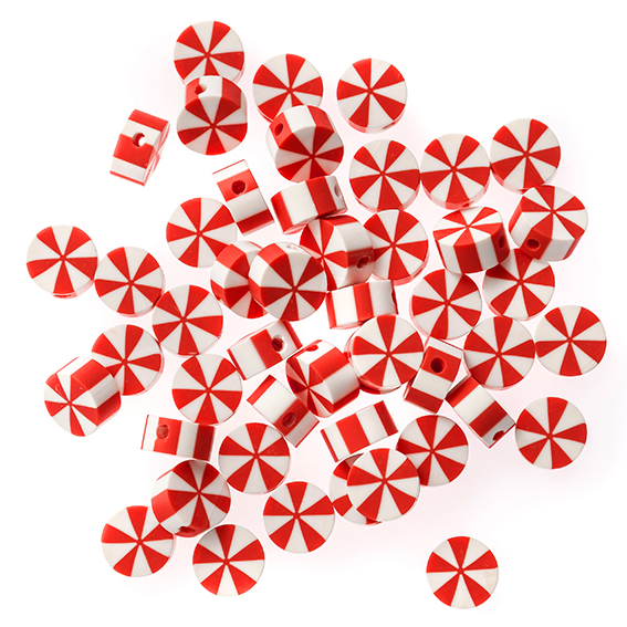 KORALIKI POLIMEROWE CUKIERKI ŚWIĄTECZNE 1CM 48 SZT