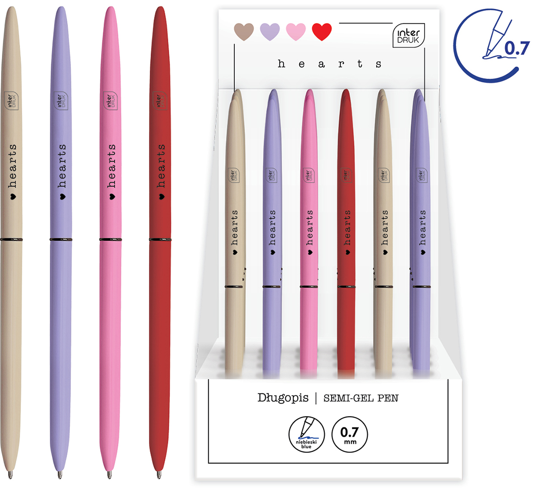 DŁUGOPIS OLEJOWY SLIM 0,7 MM HEARTS INTERDRUK