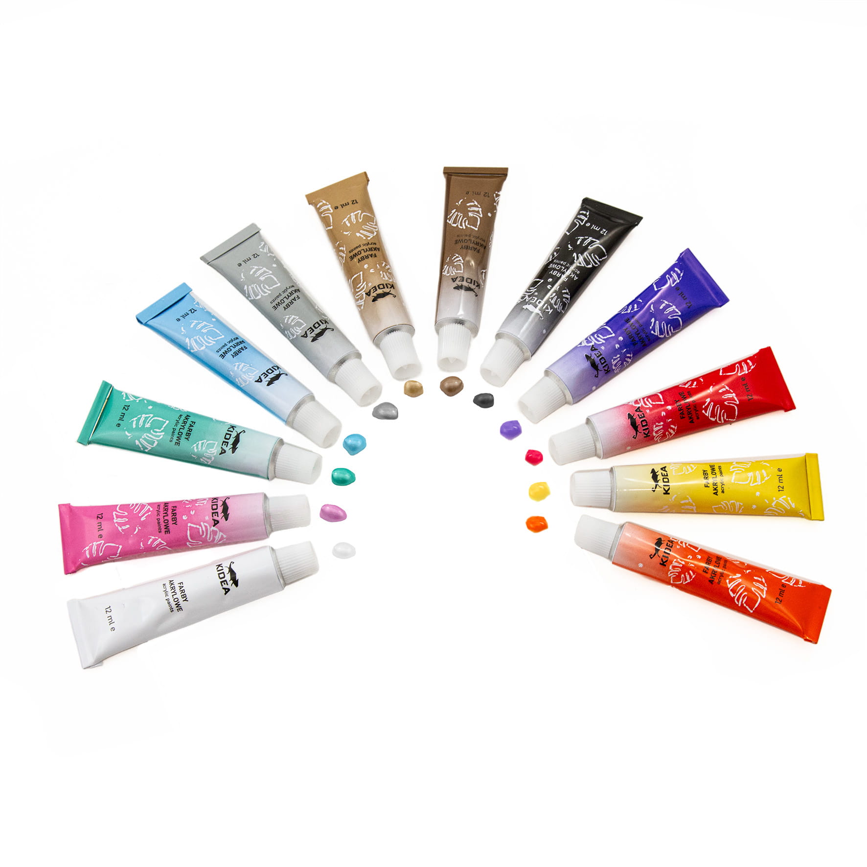 FARBY AKRYLOWE METALICZNE 12X12ML KIDEA - obrazek 3