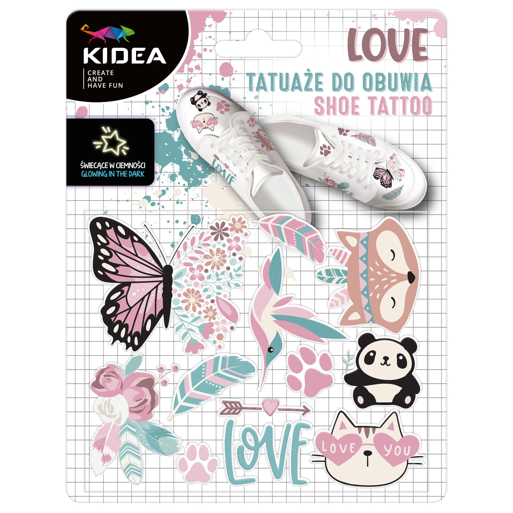 TATUAŻE DO OBUWIA ŚWIECĄCE W CIEMNOŚCI LOVE KIDEA