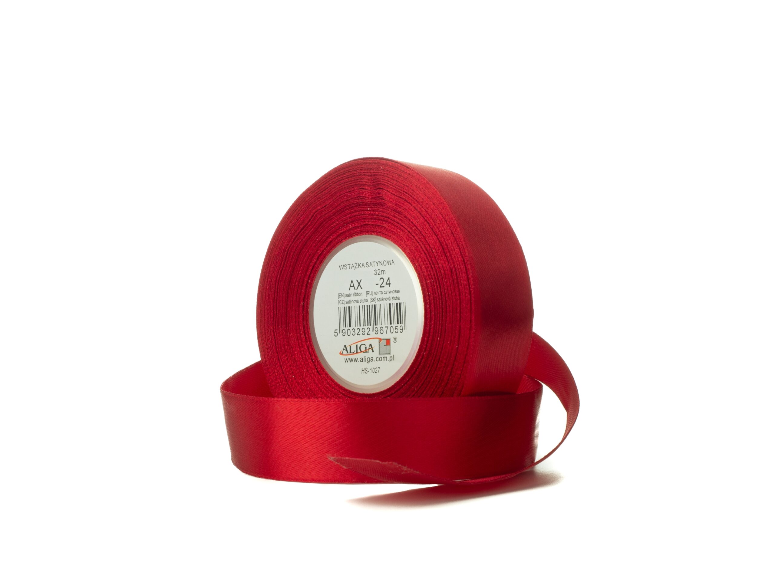 WSTĄŻKA SATYNOWA AX25-24 25mm/32m CZERWONA
