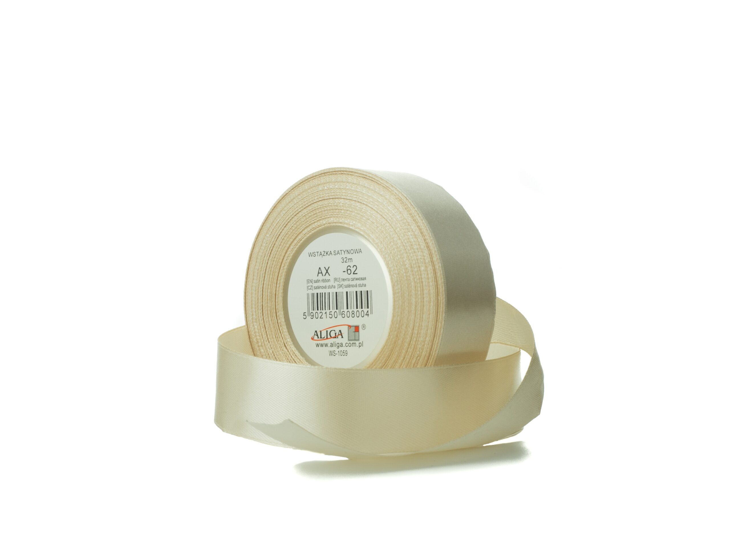 WSTĄŻKA SATYNOWA AX06-62 6mm/32m BEŻOWA