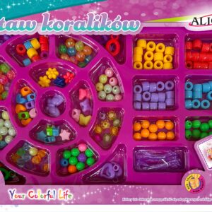 ZESTAW KORALIKÓW PLASTIKOWYCH 170szt MIX 2x ŻYŁKA