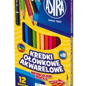 KREDKI AKWARELOWE 12 KOL Z PĘDZELKIEM ASTRA