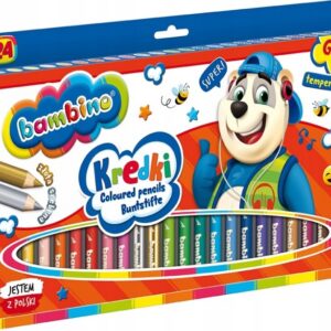 KREDKI BAMBINO OKRĄGŁE 24 KOLORY Z TEMPERÓWKĄ