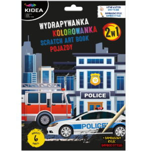 WYDRAPYWANKA Z KOLOROWANKĄ 2 W 1(POJAZDY) KIDEA