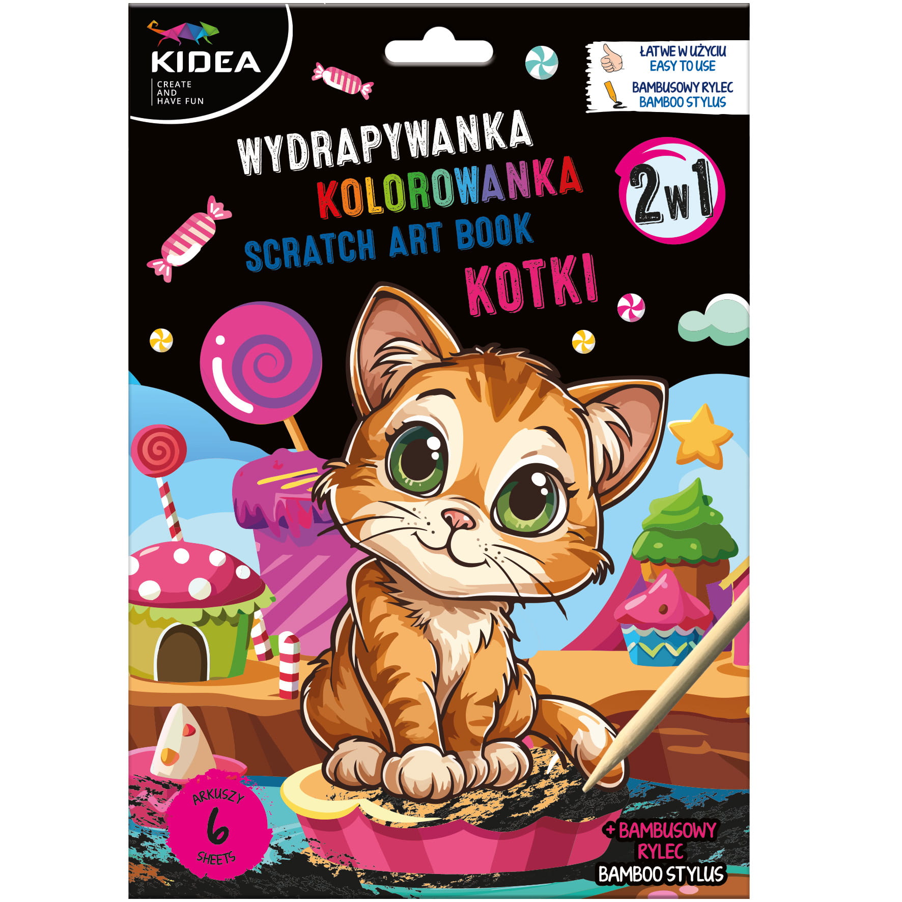 WYDRAPYWANKA Z KOLOROWANKĄ KOTKI KIDEA