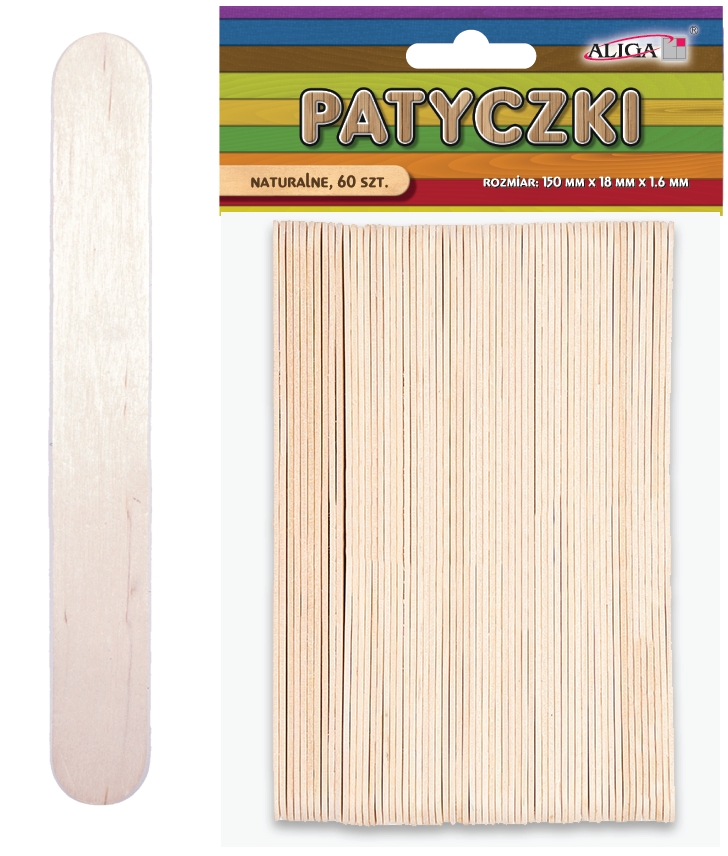 PATYCZKI ALIGA NATURALNE 150X18X1,6 MM 60 SZT