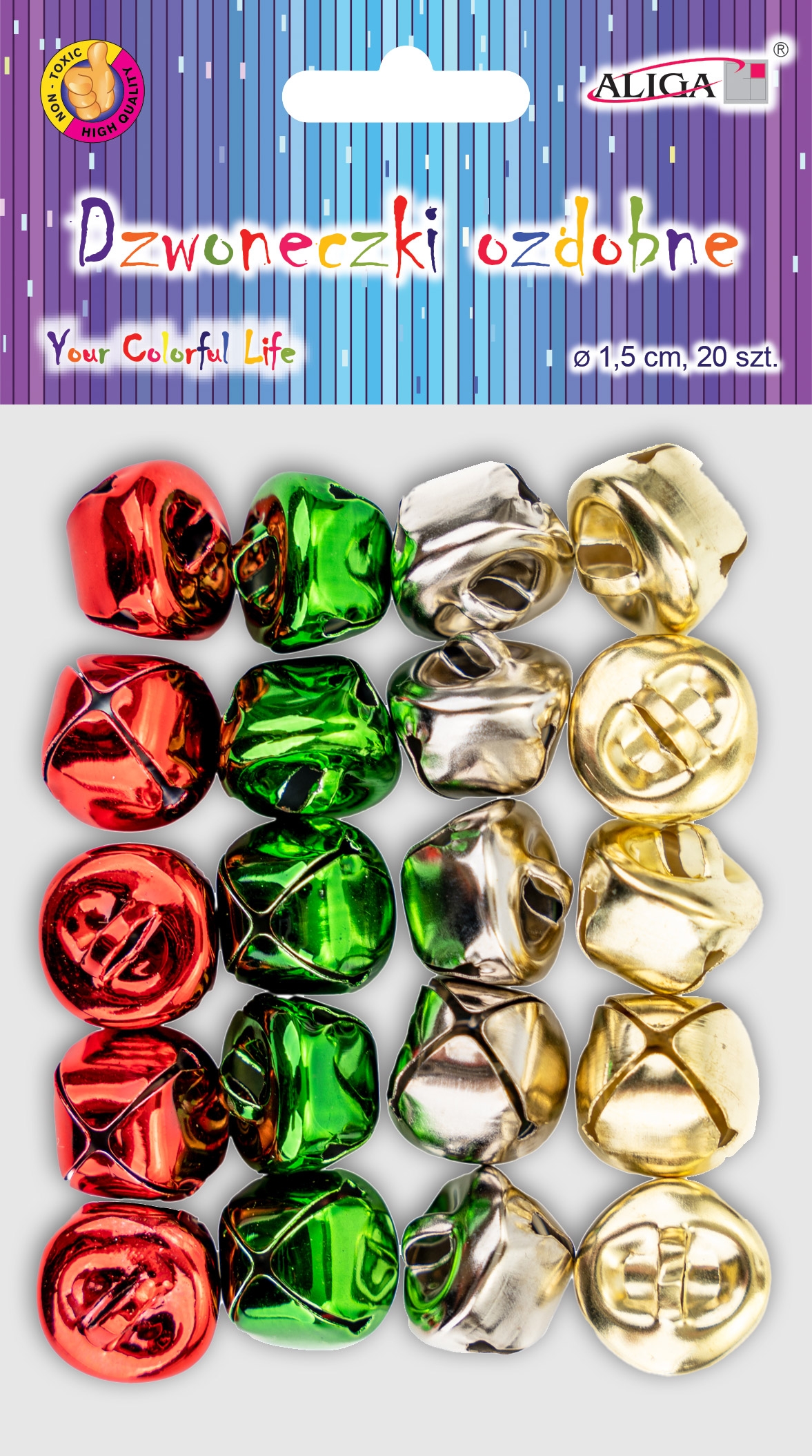 DZWONECZKI OZDOBNE MIX KOL. 1,5 CM 20 SZT