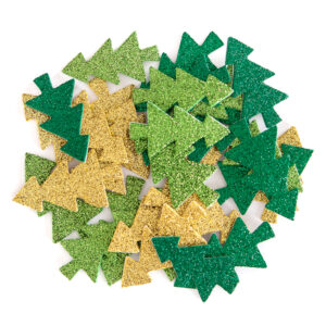 NAKLEJKI Z PIANKI CHOINKI BROKAT 30szt