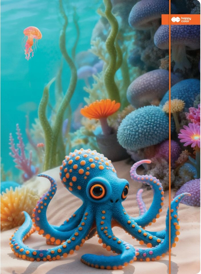TECZKA Z GUMKĄ A4 350g AQUA CUTIES OŚMIIORNICA
